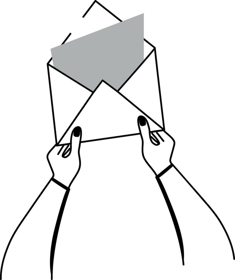 A hand drawn style illustration of empty envelope vector