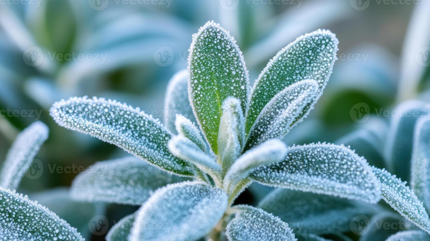 Frosted leaves close-up photo