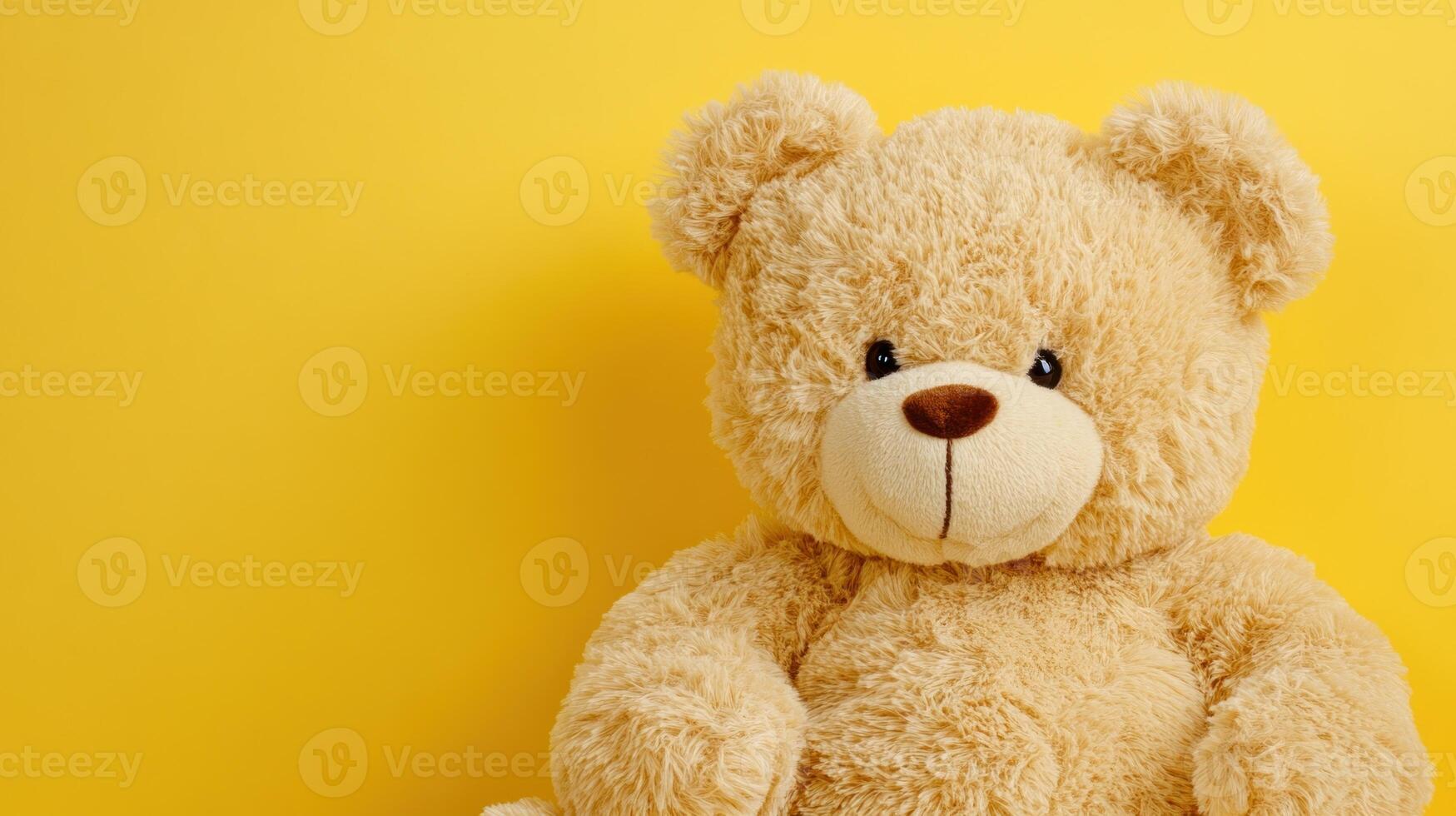 Teddy bear against yellow background photo