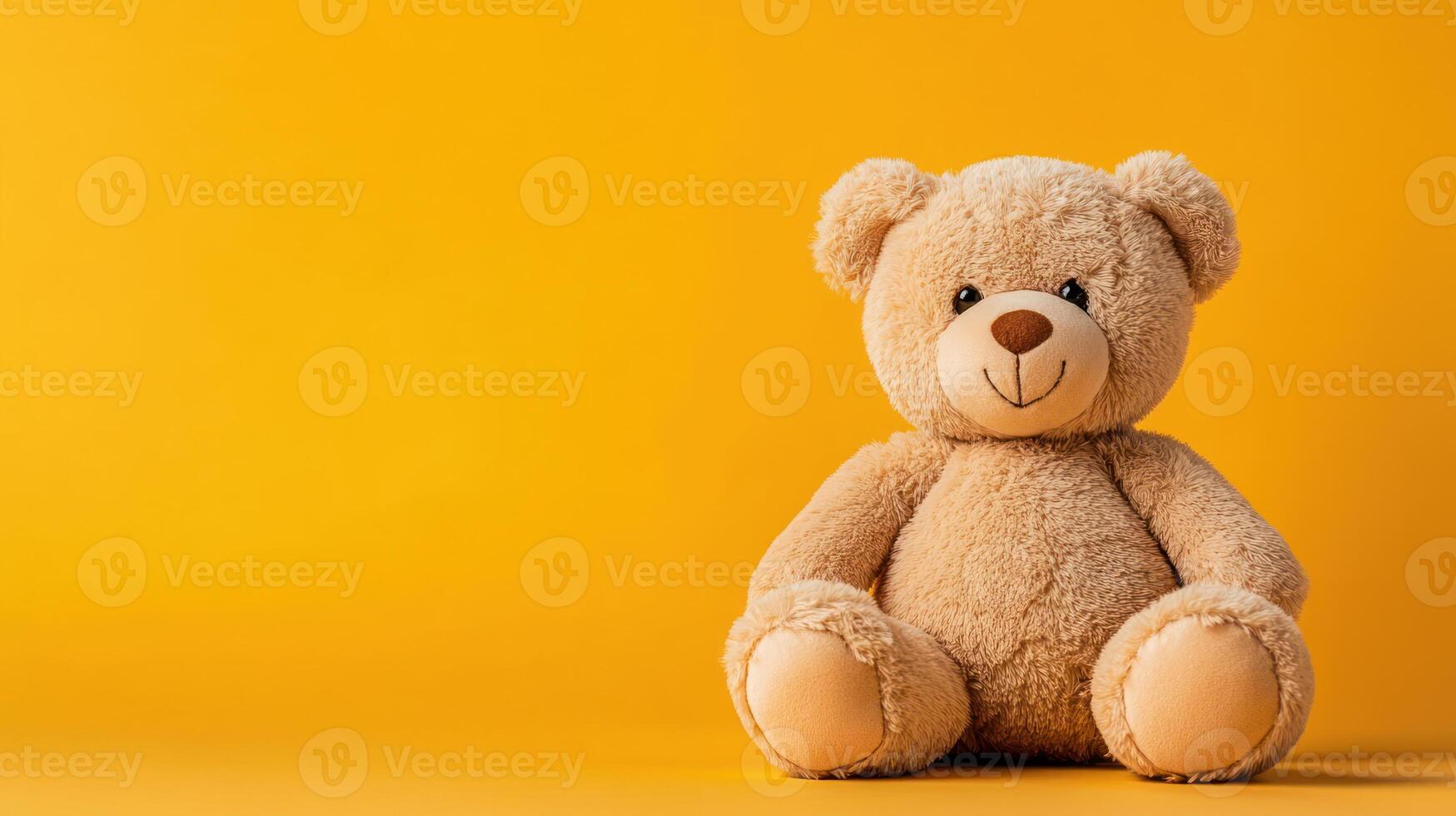 Teddy bear on yellow background photo
