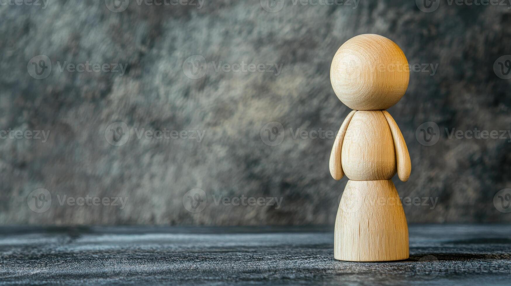 Wooden figurine on dark background photo