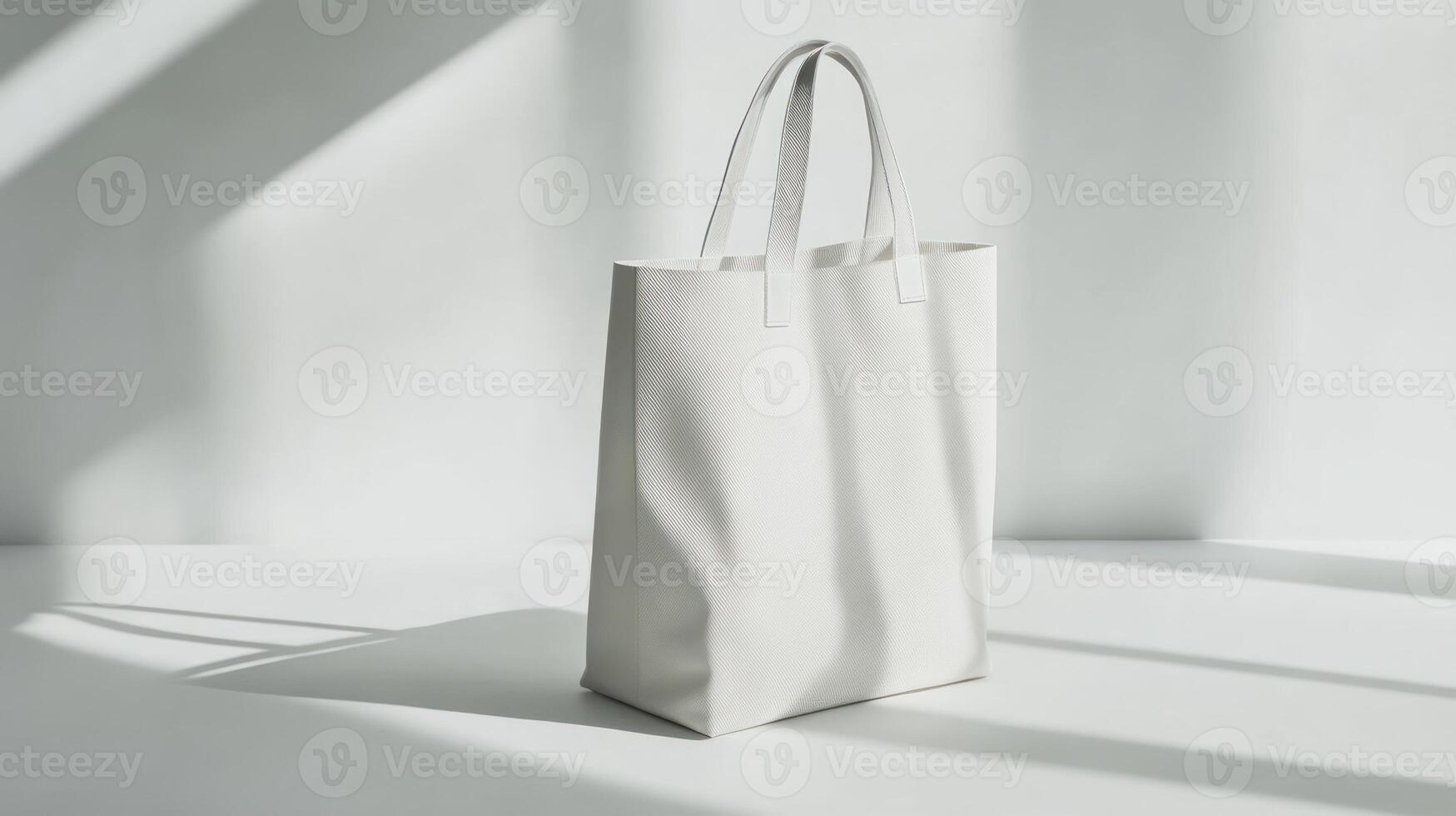 White tote bag on a white surface photo