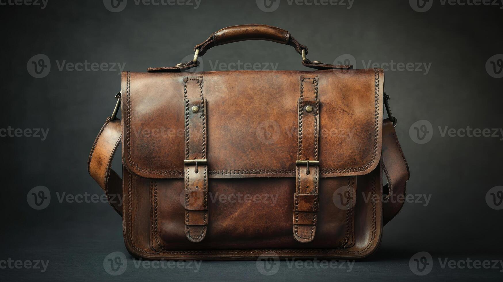 Brown leather briefcase photo