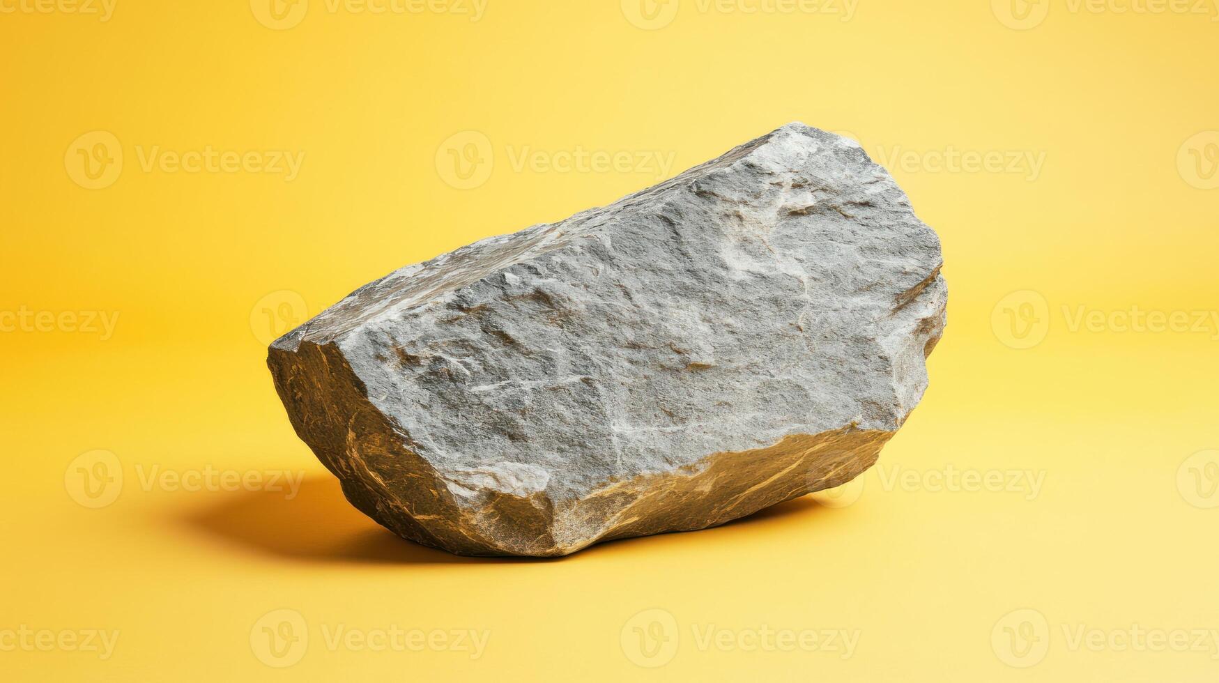 Gray rock on yellow background photo