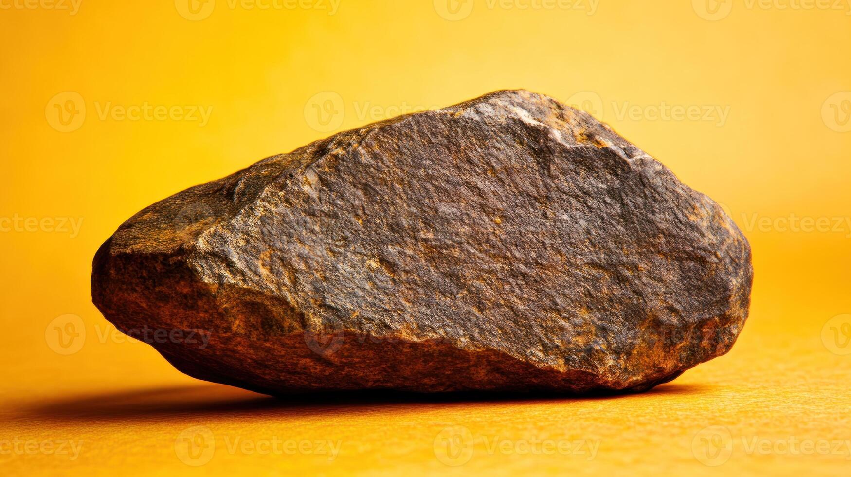 Rough stone on yellow background photo