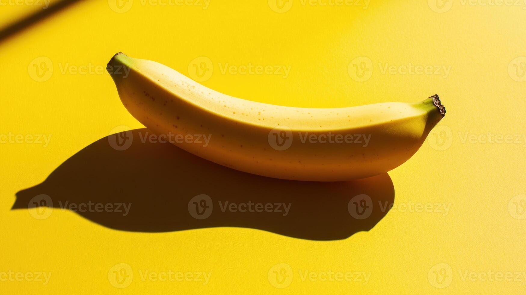 Banana on yellow backdrop photo