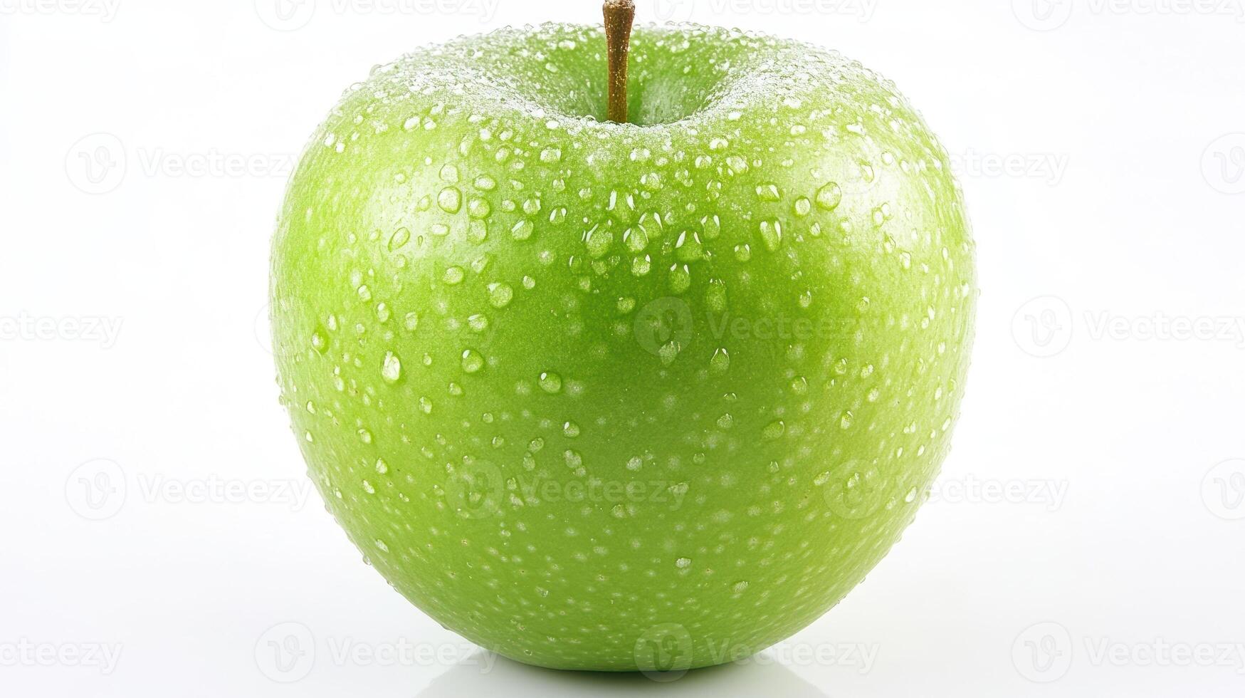 Green apple with water droplets photo