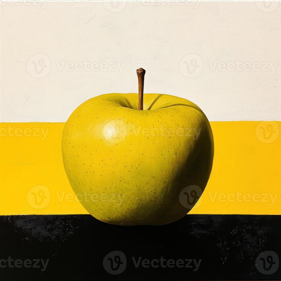 Yellow apple on a black and yellow background photo