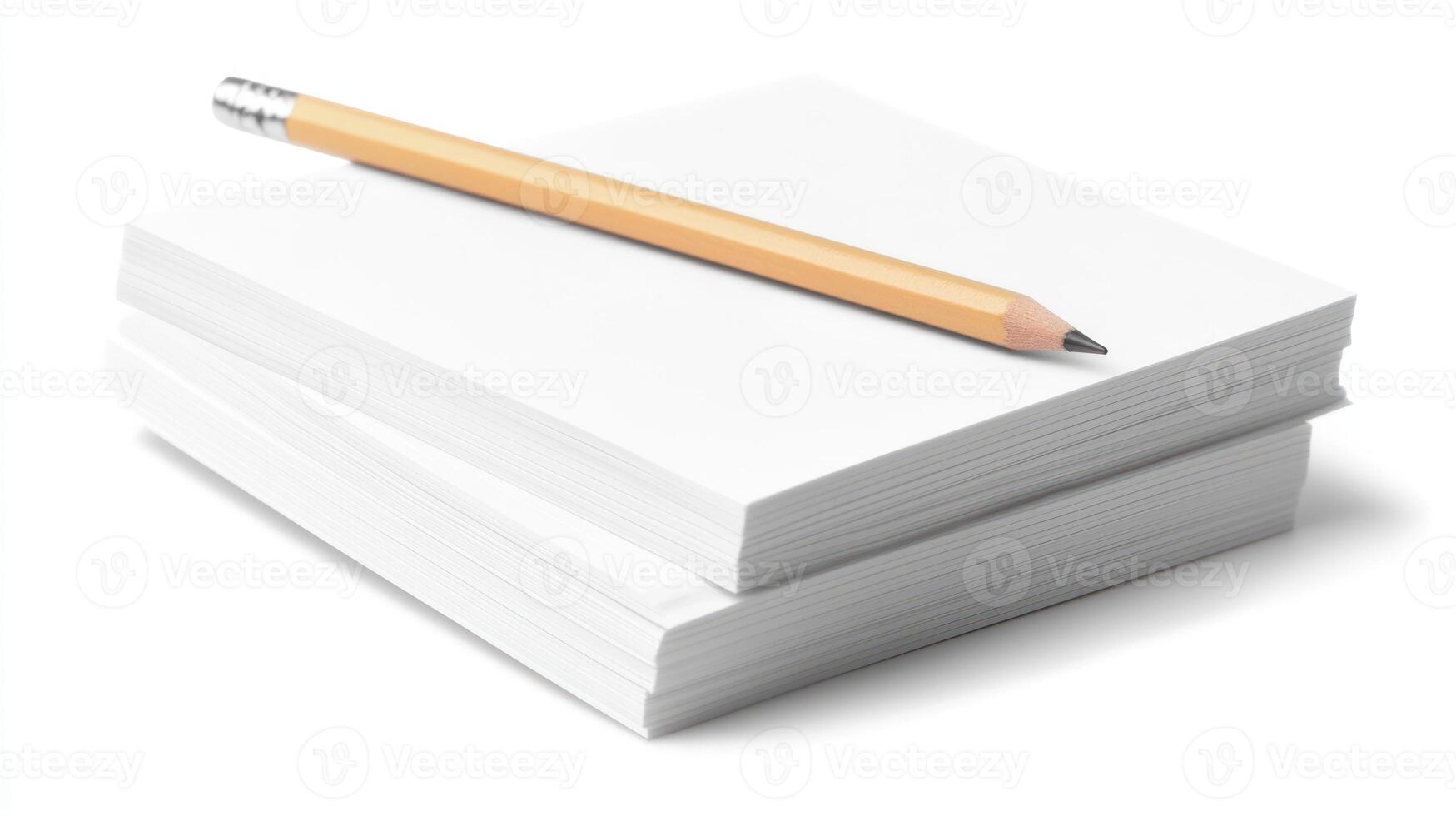 Stack of blank paper with pencil photo