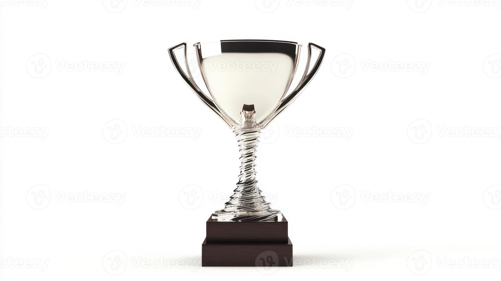 Silver trophy on a dark base photo