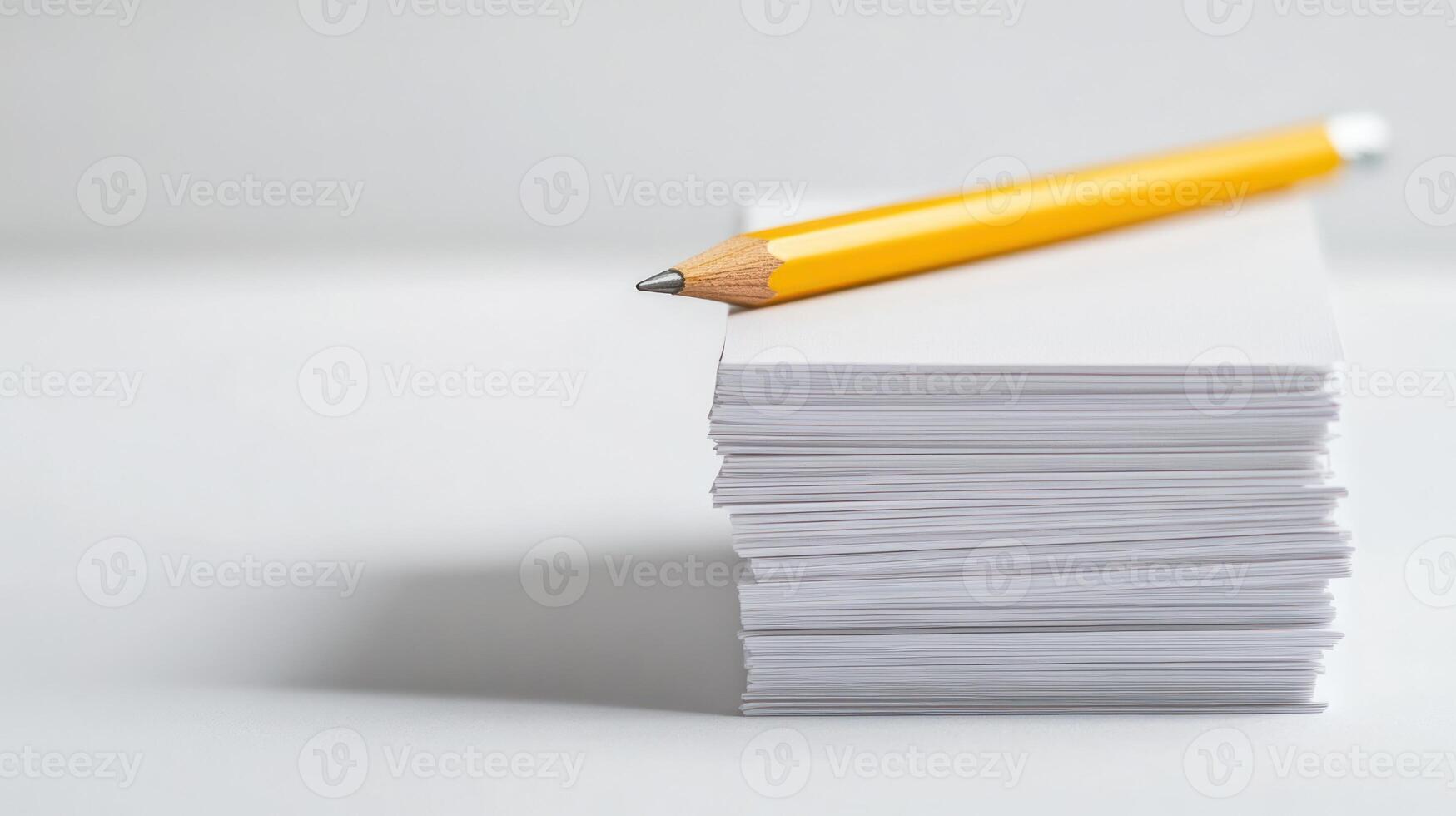 Stack of paper and pencil photo