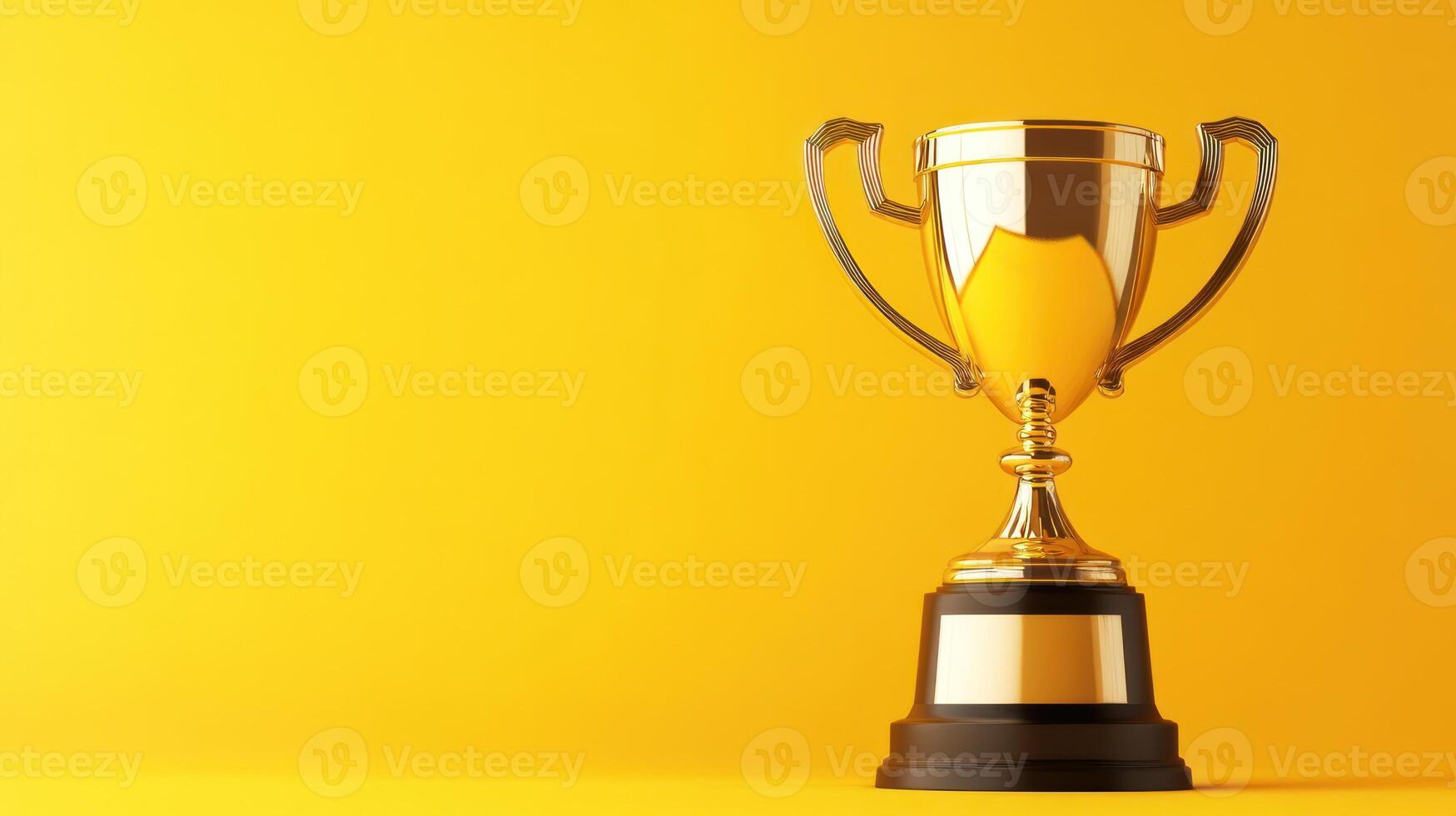 Gold trophy on yellow background photo