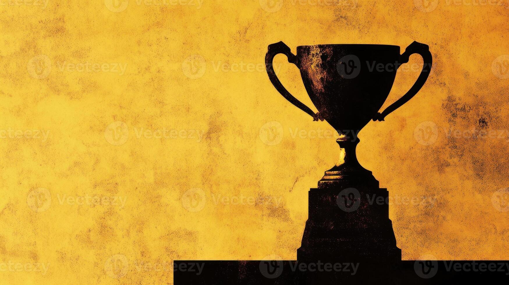 Trophy silhouette on golden background photo