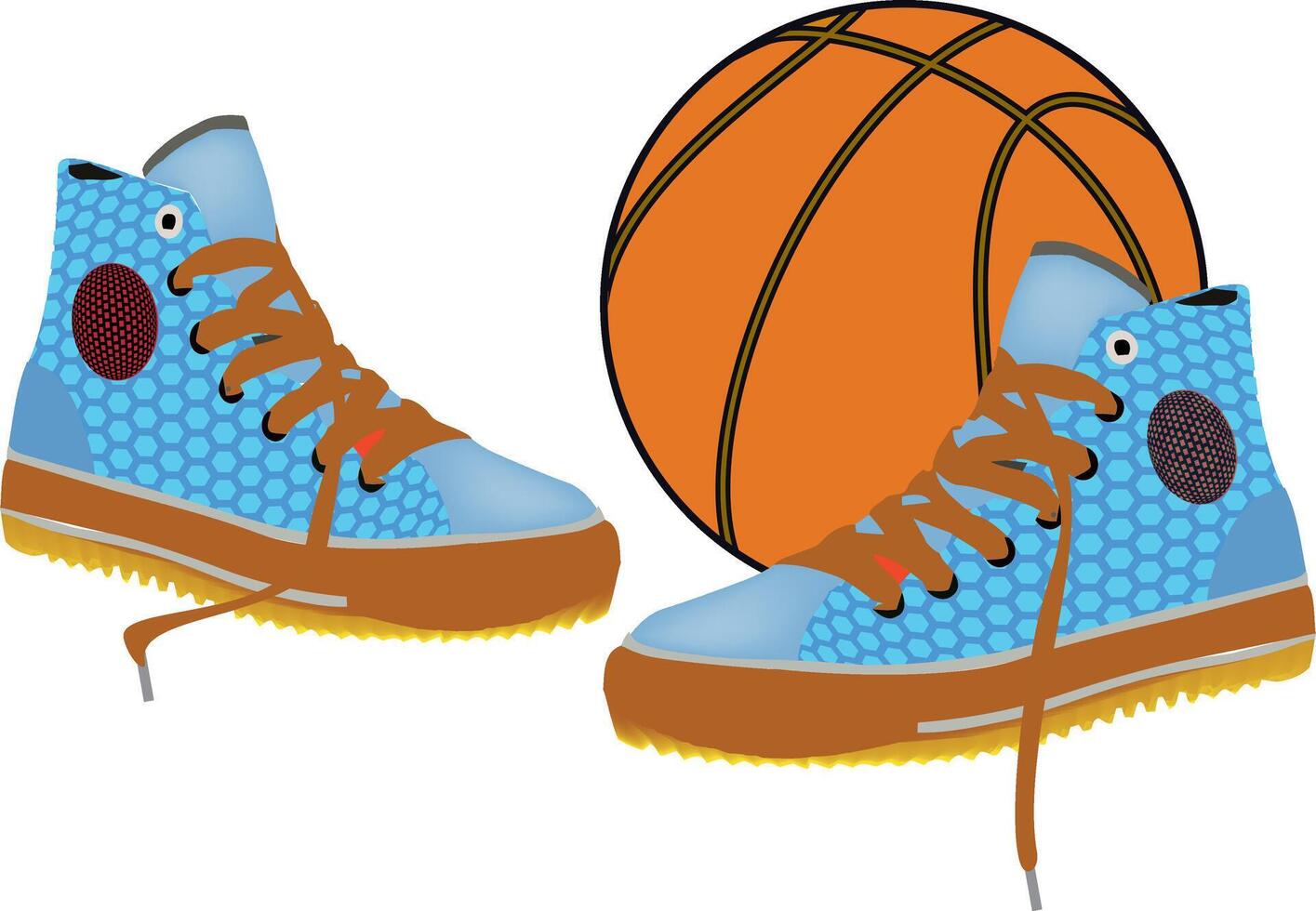 Basketball shoes and a basketball vector