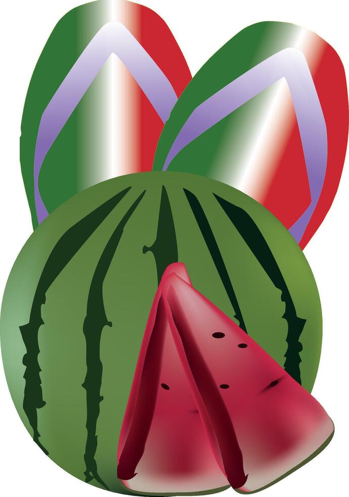Watermelon and flip flops clip art vector