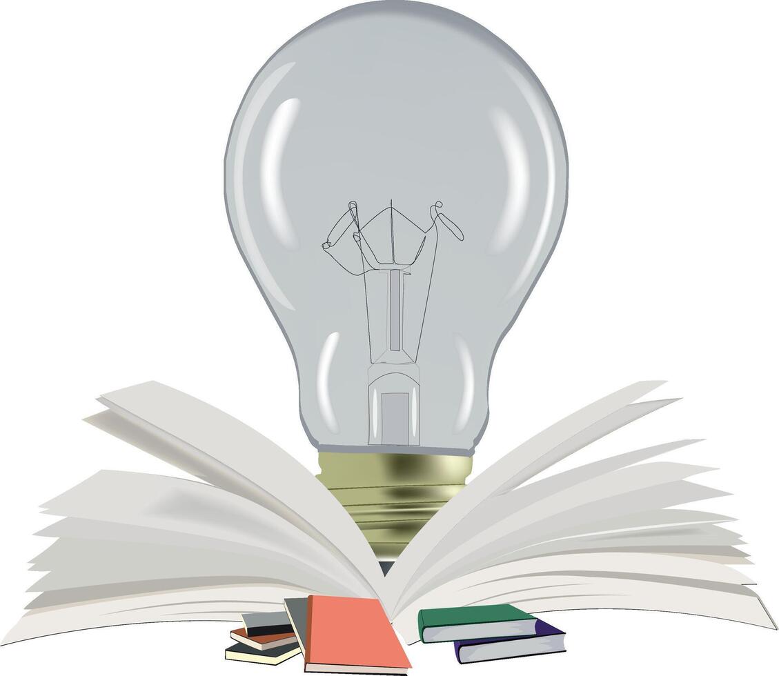 Light bulb above an open book vector