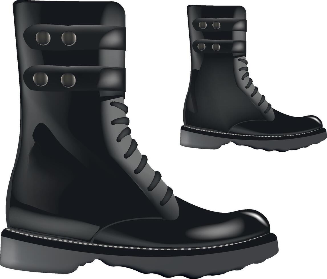 Black combat boots design vector