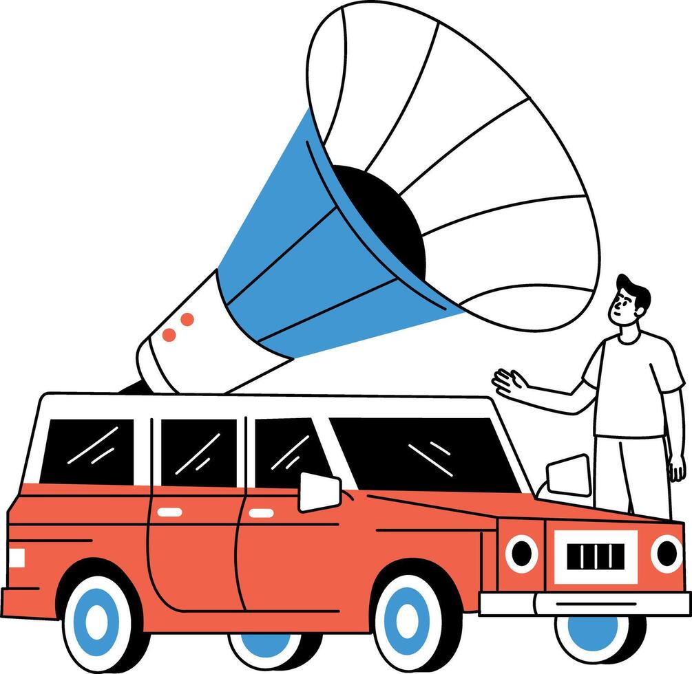 A hand drawn style illustration of car horn vector