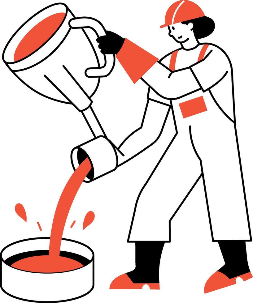 A drawing style illustration showing casting worker vector