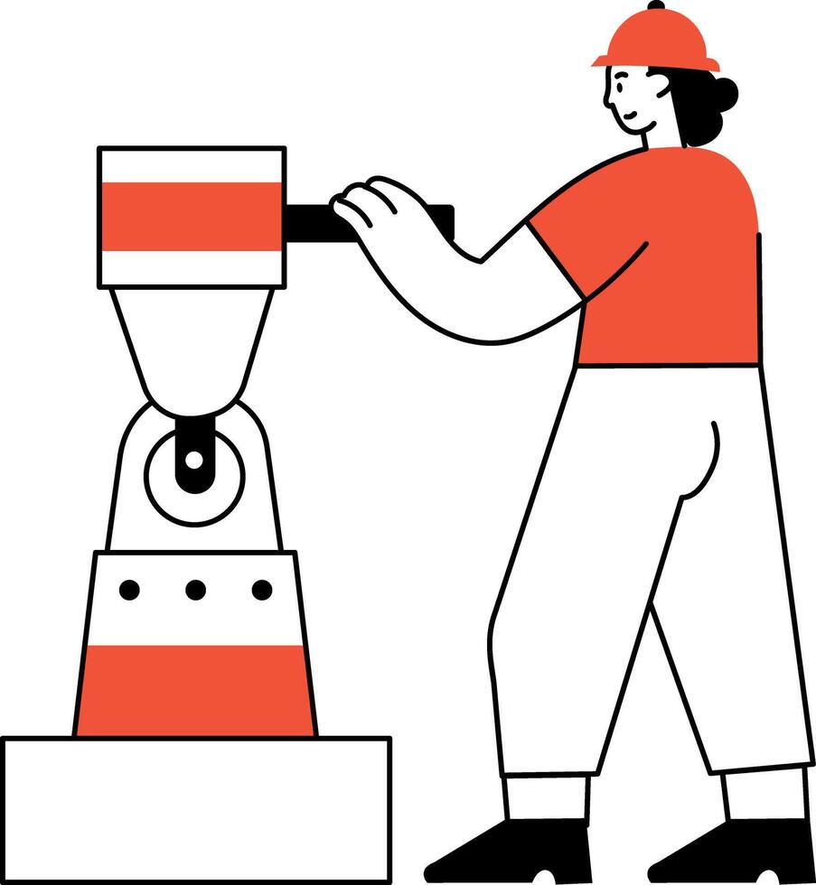 A sketchy style illustration showing machine operator vector