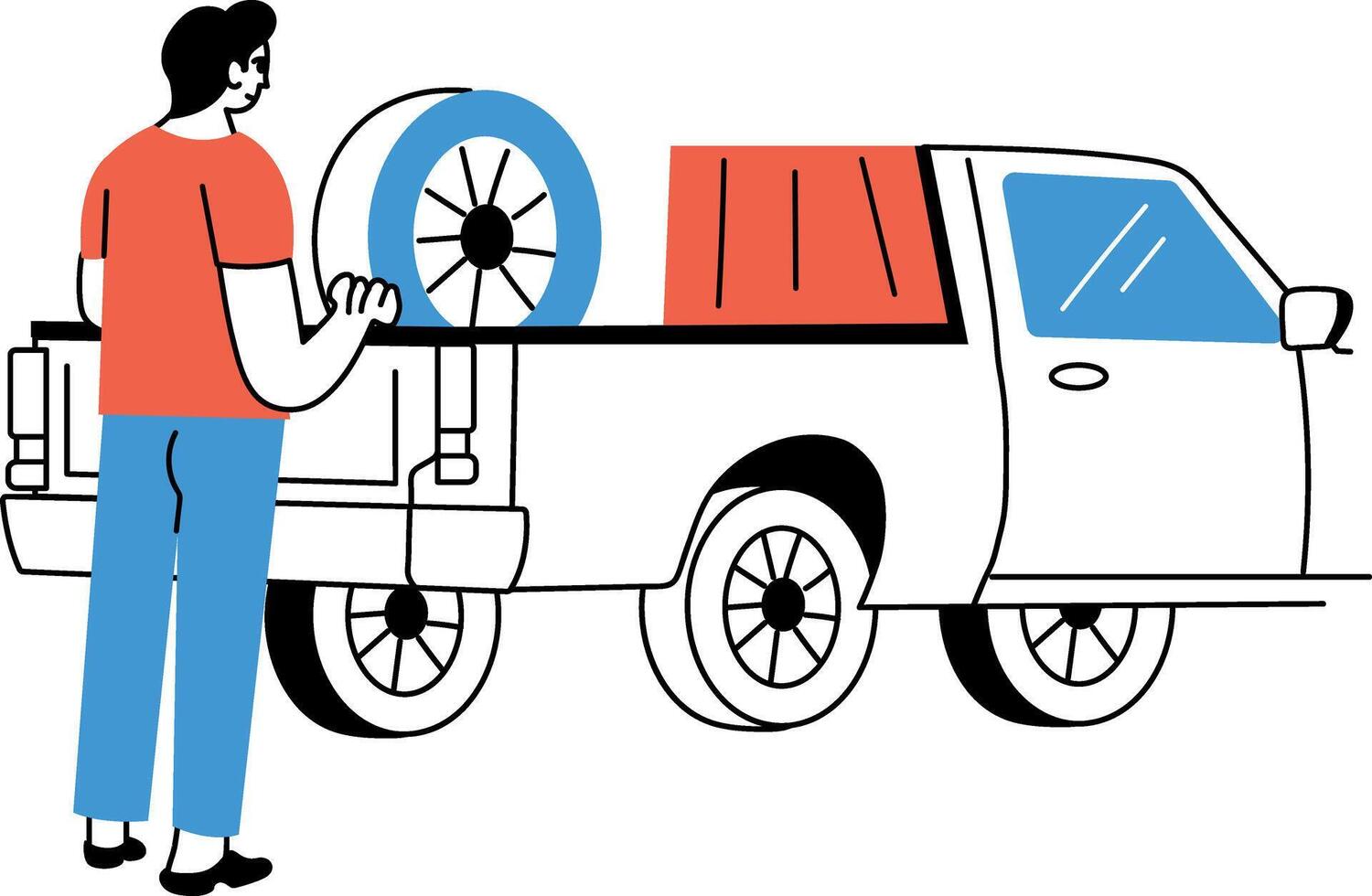 A sketchy style illustration of spare tyre vector