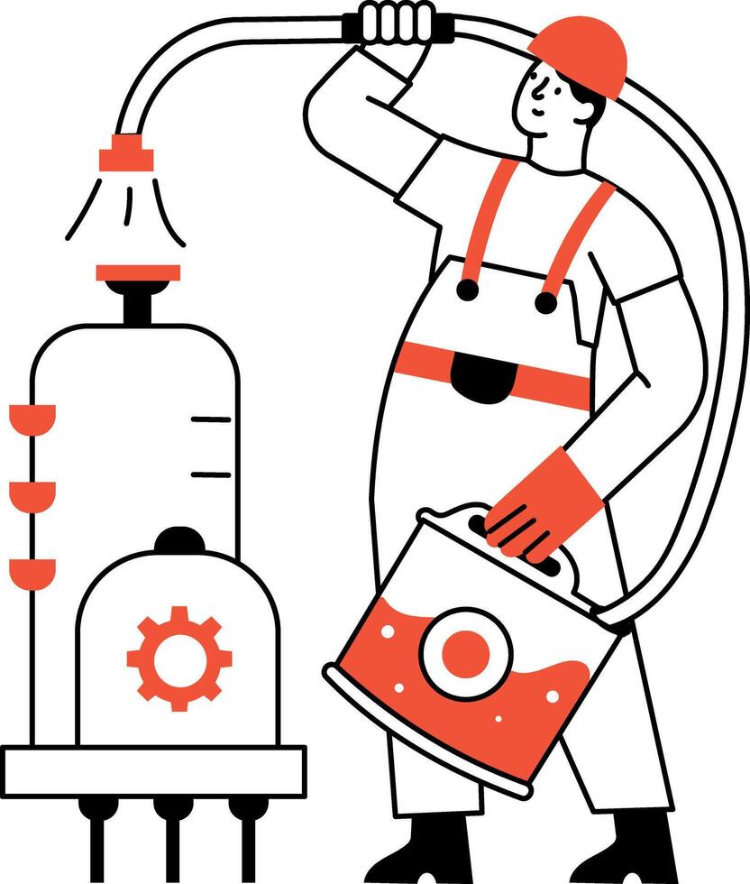 A hand drawn style illustration showing coolant filler vector