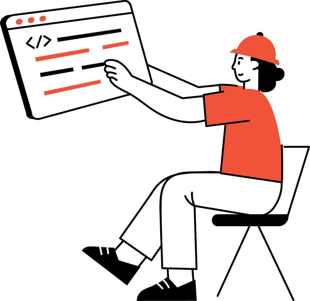 A sketchy style illustration showing software engineer vector