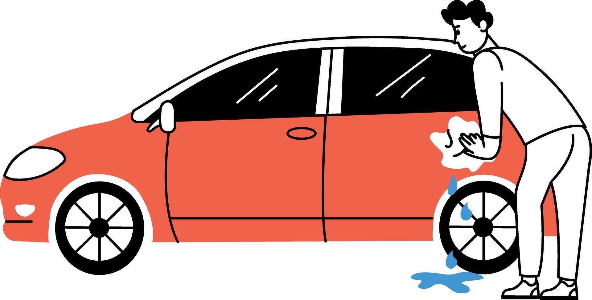 A sketchy style illustration of cleaning car vector