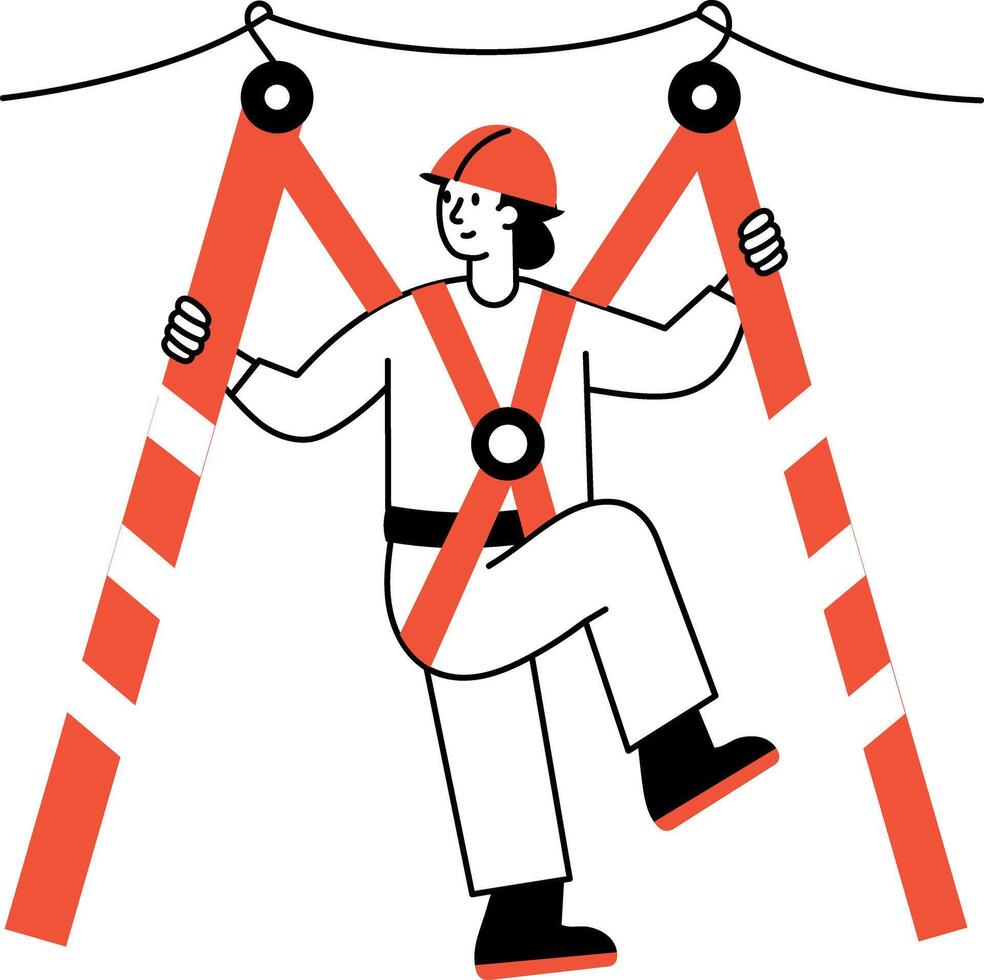 A hand drawn style illustration showing safety harness vector