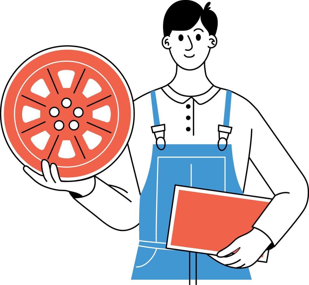 A hand drawn style illustration of mechanic vector