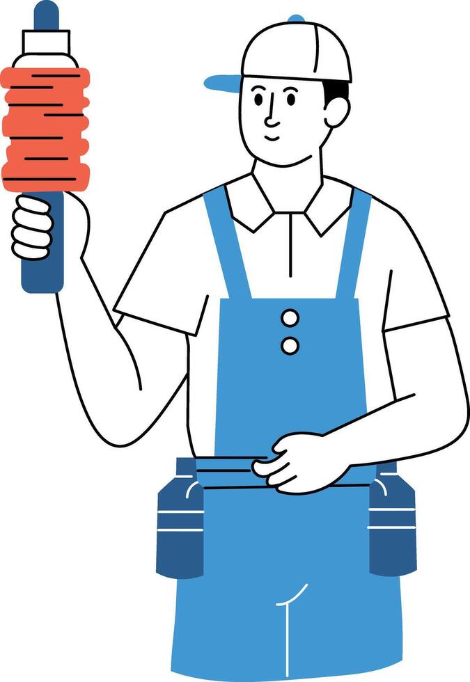 A drawing style illustration of repairman vector