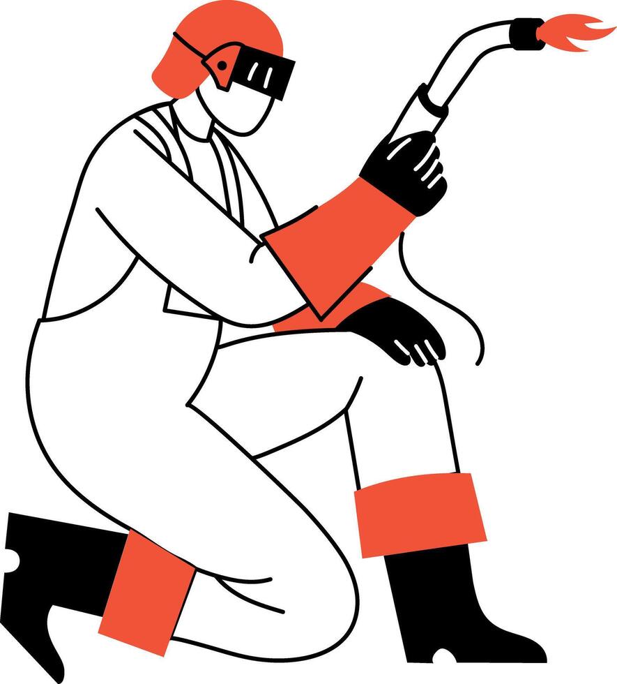 A hand drawn illustration depicting a welding worker vector