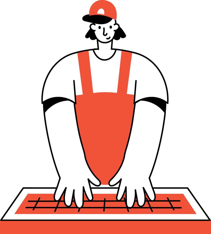 A sketchy style illustration depicting a system operator at work vector