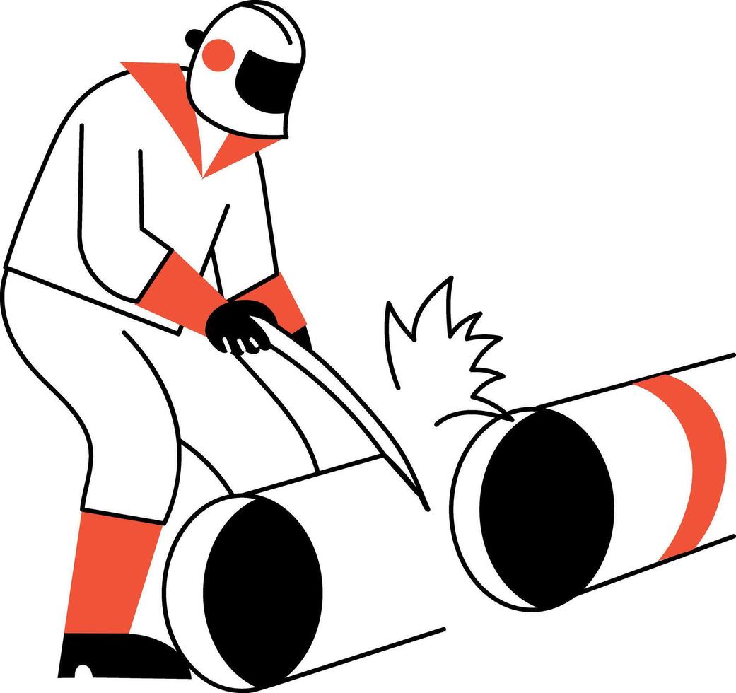 A sketchy style illustration depicting a pipe welder vector