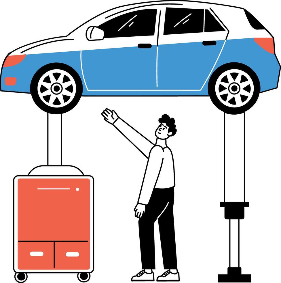 A drawing style illustration of auto shop vector