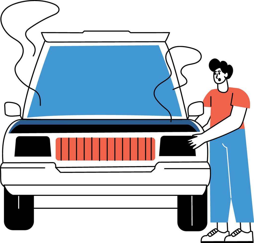 A sketchy style illustration of car busting vector