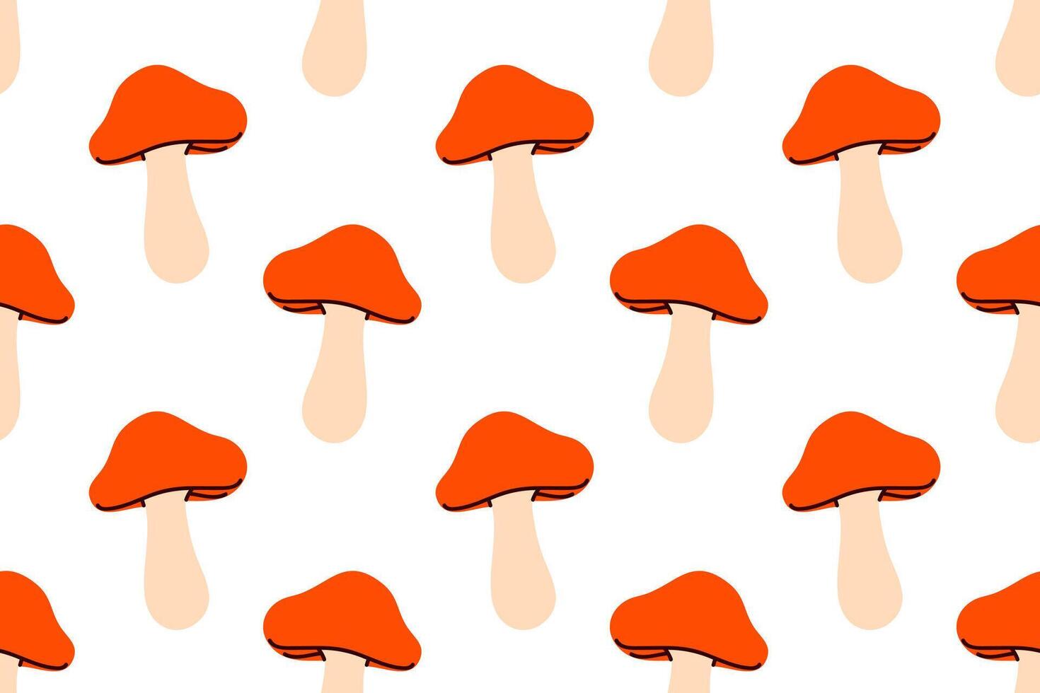 Playful seamless pattern with orange mushrooms, great for childrens products, wrapping paper, and nature-themed designs vector