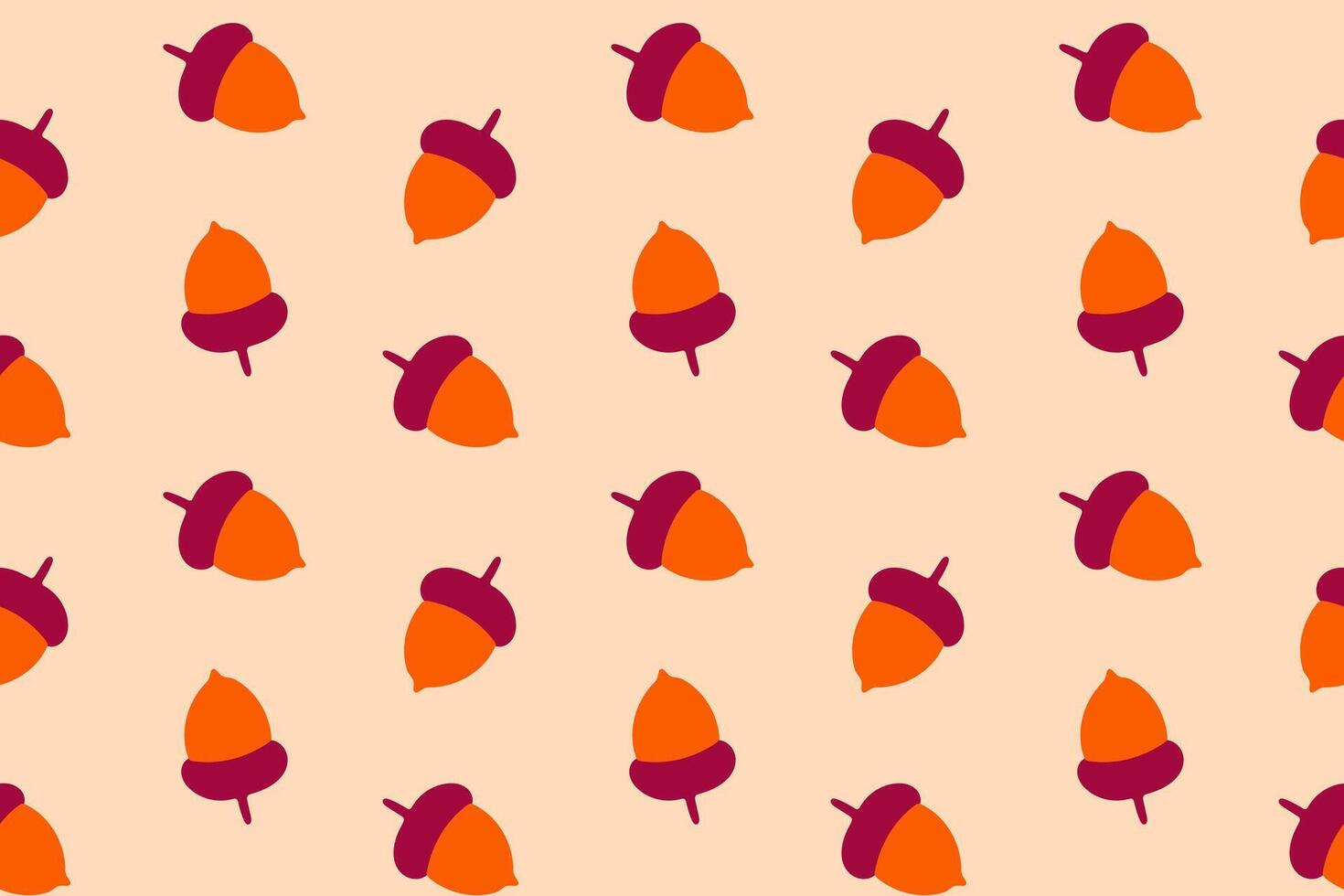 Seamless pattern with brown acorns on beige background for autumn packaging, surface design and wrapping paper vector