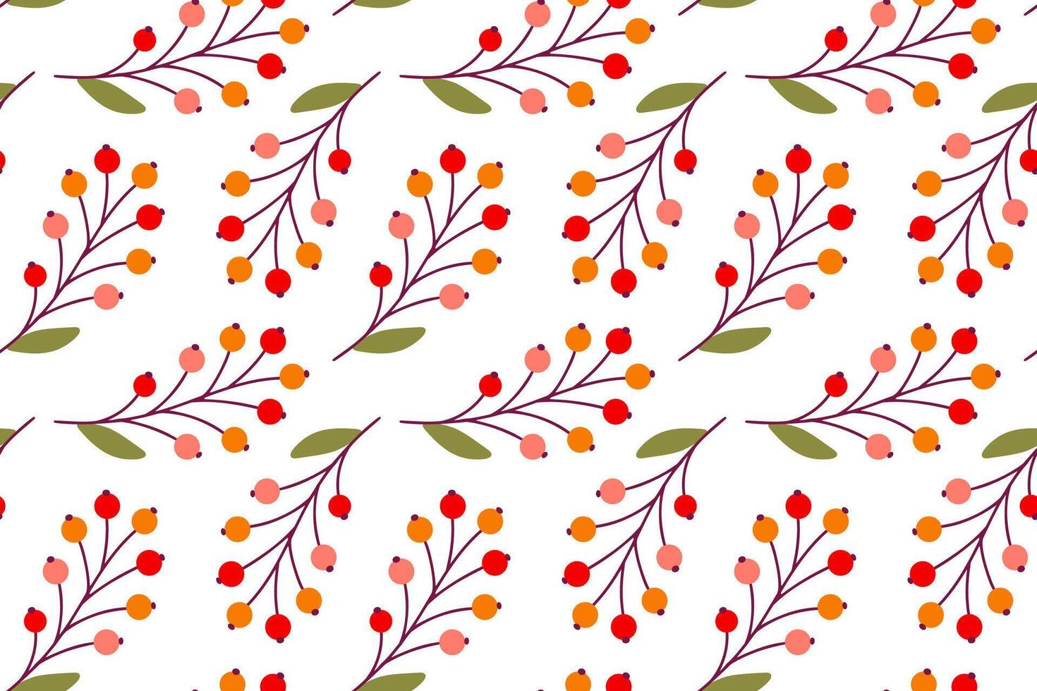 Seamless pattern with orange berries and twigs in autumn colors, ideal for seasonal backgrounds, fabric and wrapping paper vector