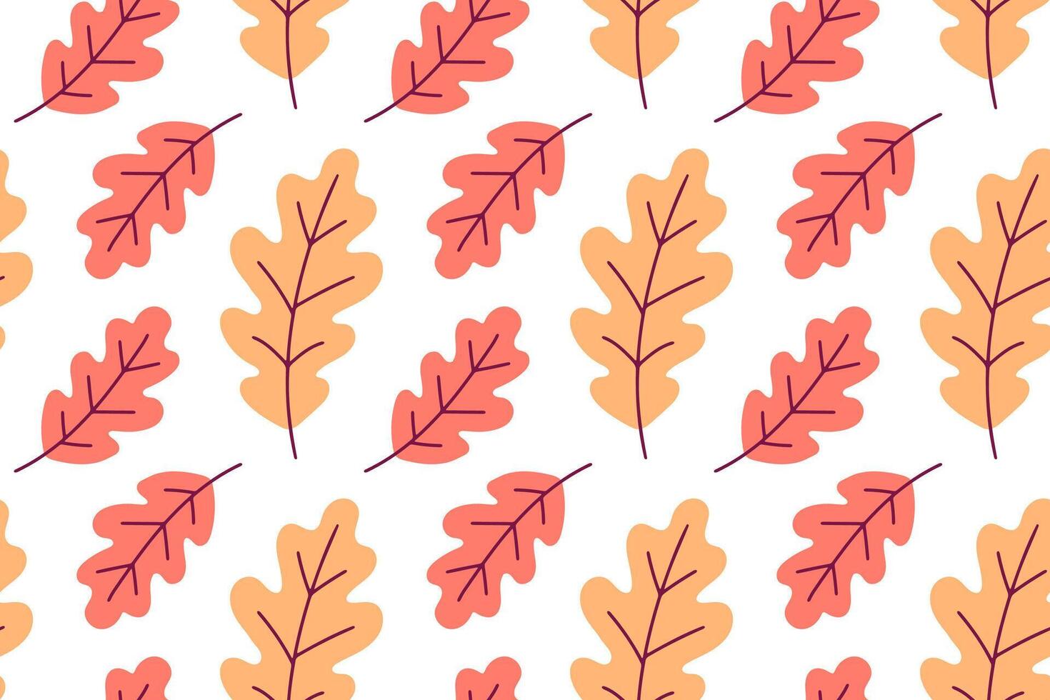 Seamless pattern with oak leaves on a beige background for fall-themed designs, textiles, wrapping and decor vector