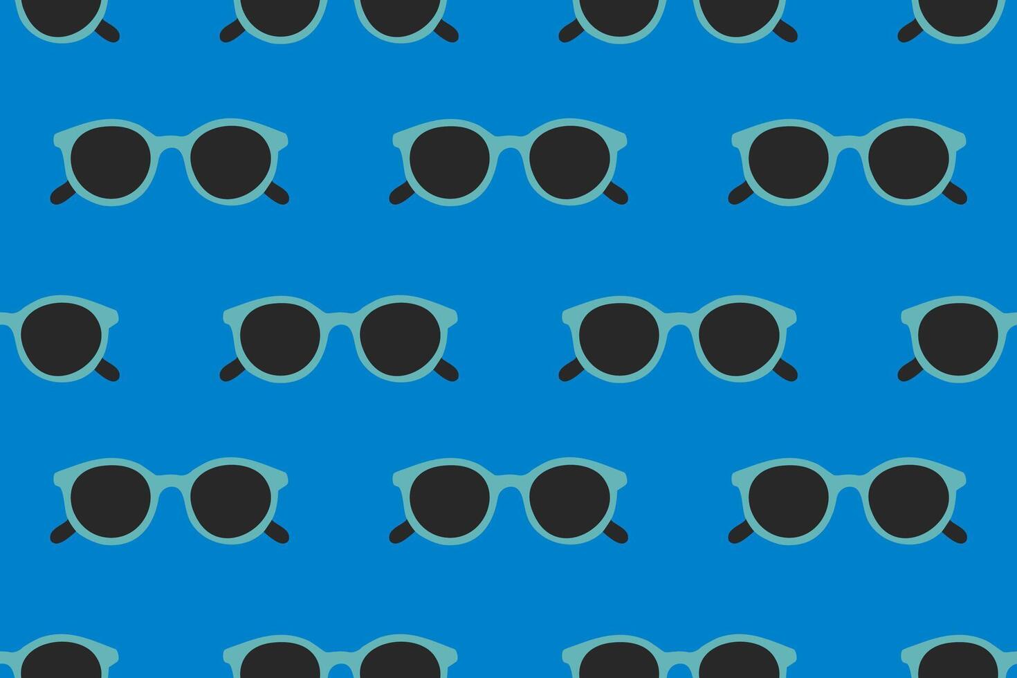 Pattern of round blue sunglasses on blue background for summer designs vector