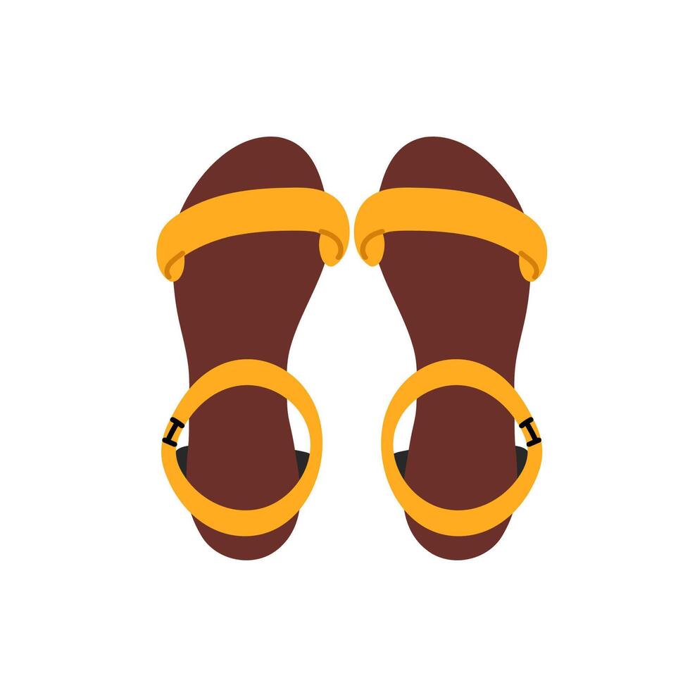 Lightweight yellow and brown strap sandals for walking and warm weather vector