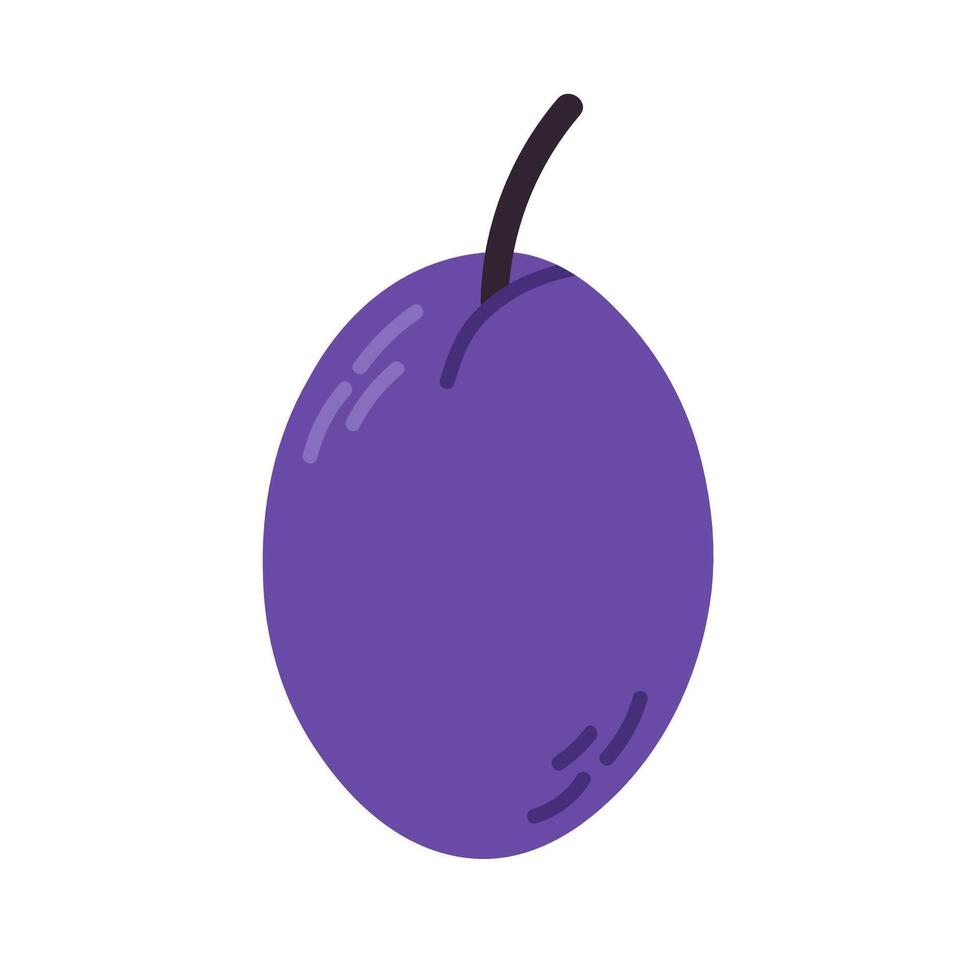 illustration of a ripe purple plum. Suitable for design projects related to summer fruits, nutrition, and natural food packaging vector