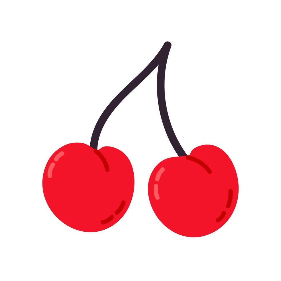 image of ripe red cherries with green stem. Ideal for use in recipe books, packaging design, health and nutrition visuals vector