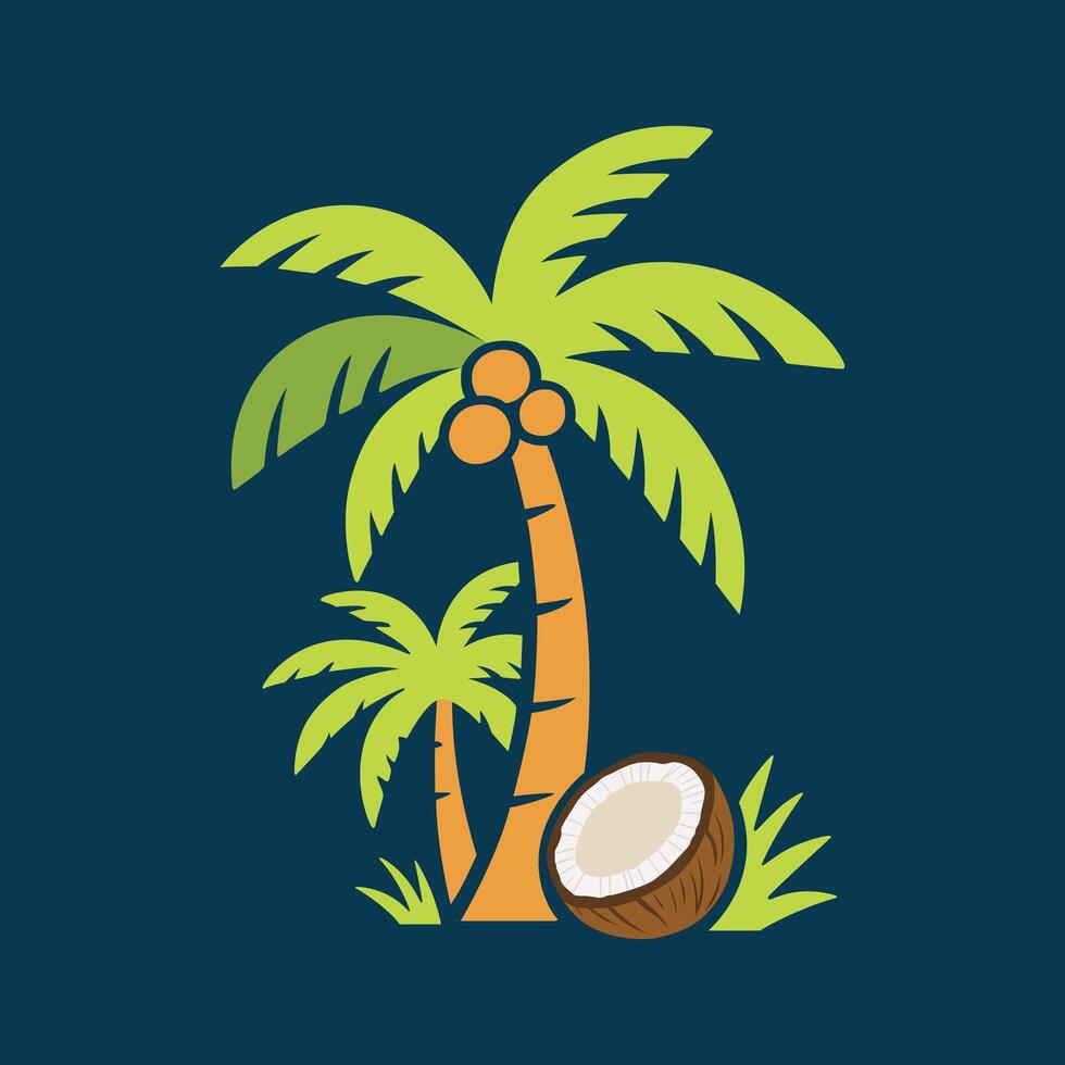 coconut tree and plam tree vector