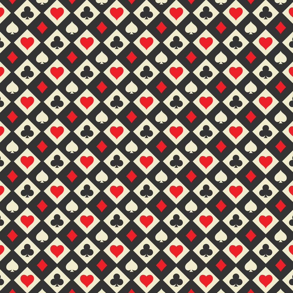 Card suits pattern. Diamonds and hearts, spades and clubs background . vector