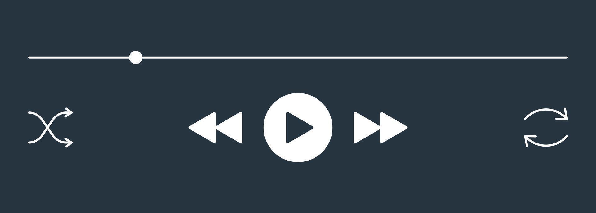 Mini Player interface icon. Audio play signs. Media screen template. Music bar design symbols. Playlist UI display. Blue color. Dark theme. Editable stroke. vector
