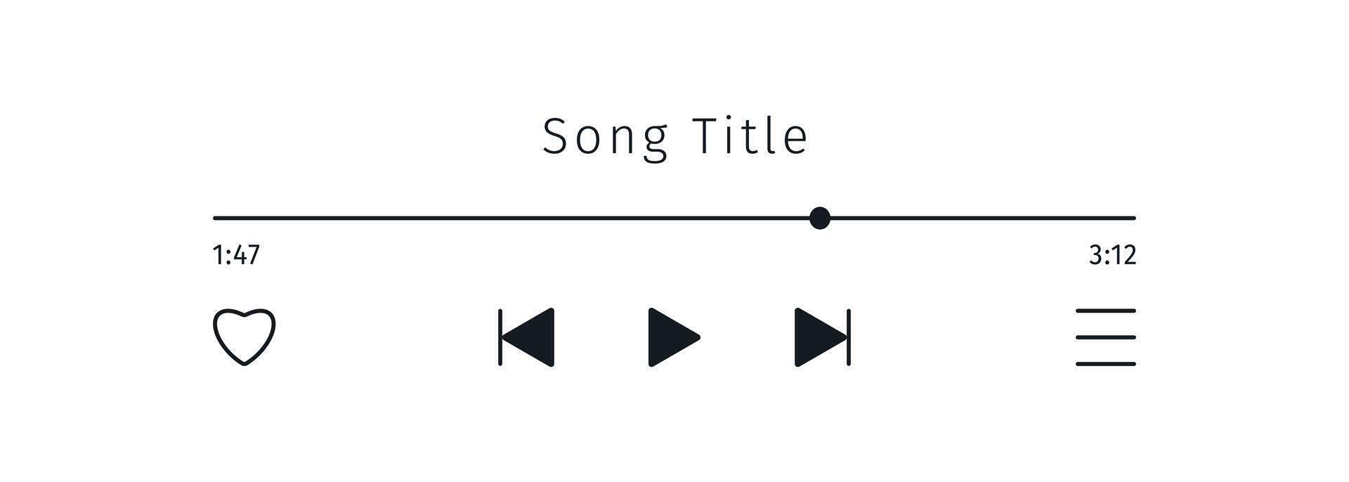 Music player interface mockup in white mode. Playlist icon with song title audio podcast device screen. Social Media playback. vector
