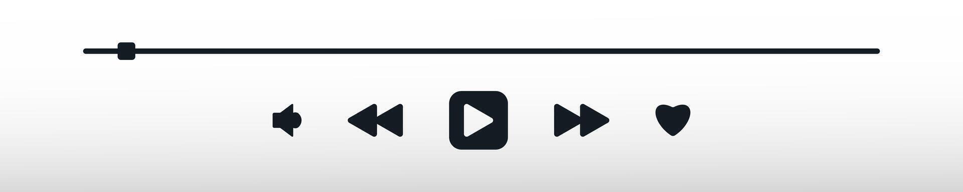 Music player ui interface in white theme. Multimedia frame template. Media Mockup live stream window. Online broadcasting. Navigation and music application. Light screen with control button. vector