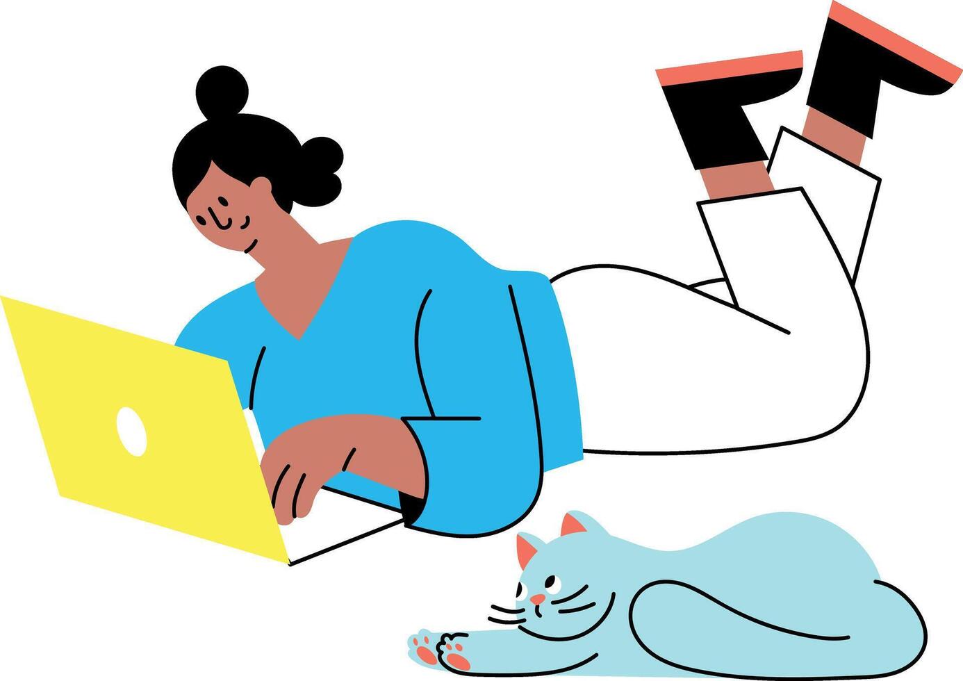 A flat style illustration showing online employment vector